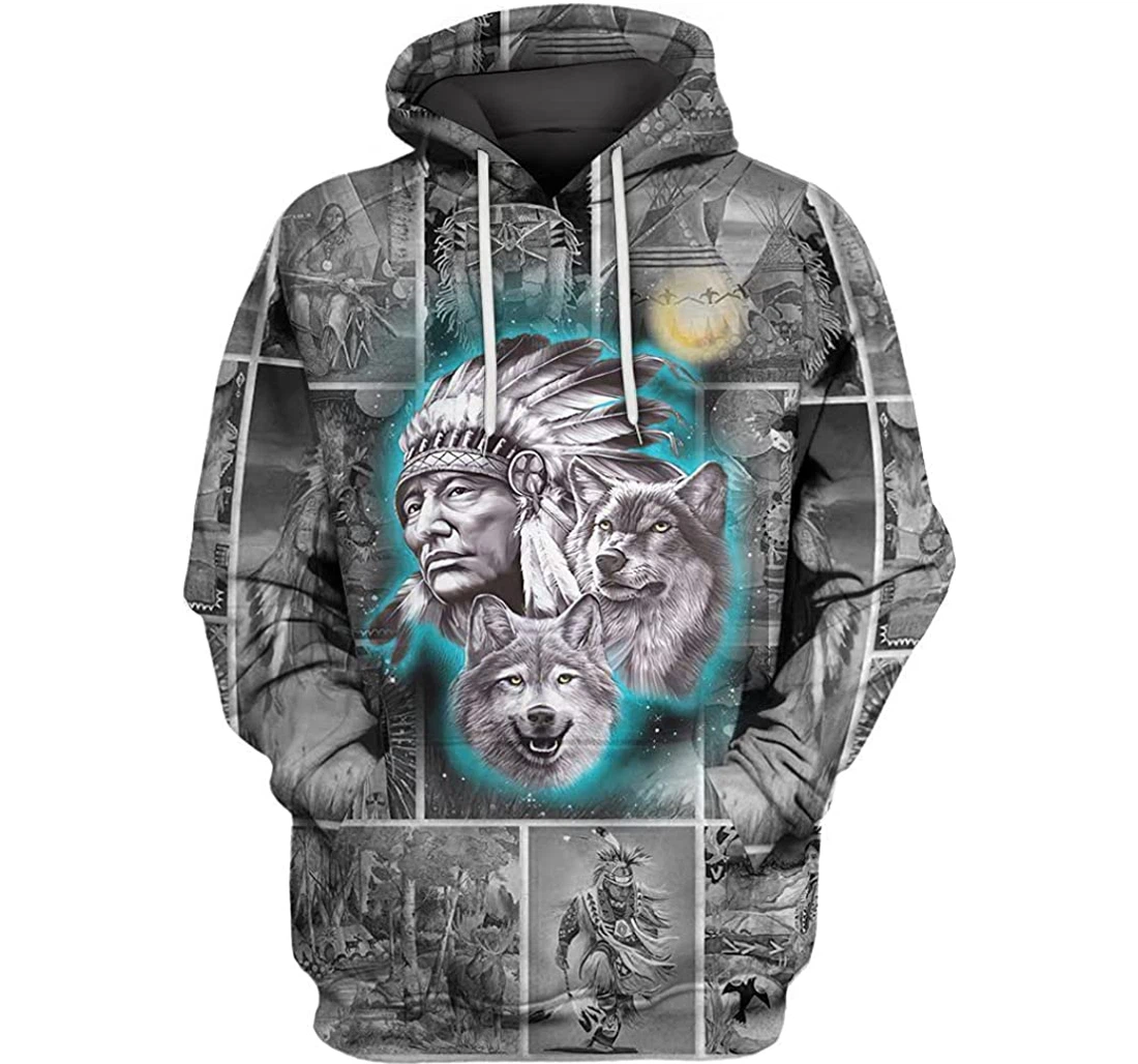 Chief & Wolf Native American Shirts - 3D Printed Pullover Hoodie