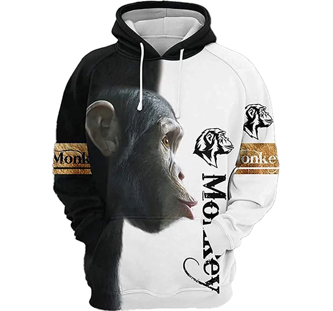 Monkey - 3D Printed Pullover Hoodie