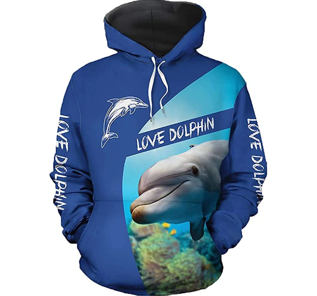 Love Dolphin - 3D Printed Pullover Hoodie