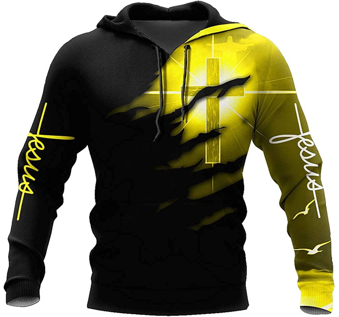 Yellow Shining Cross Background - 3D Printed Pullover Hoodie