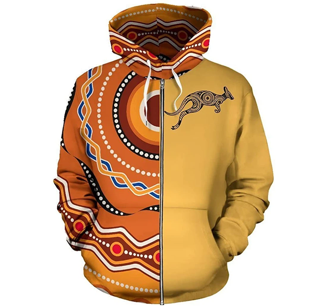 Zip Hoodie - Kangaroo Aboriginal Shirts - 3D Printed