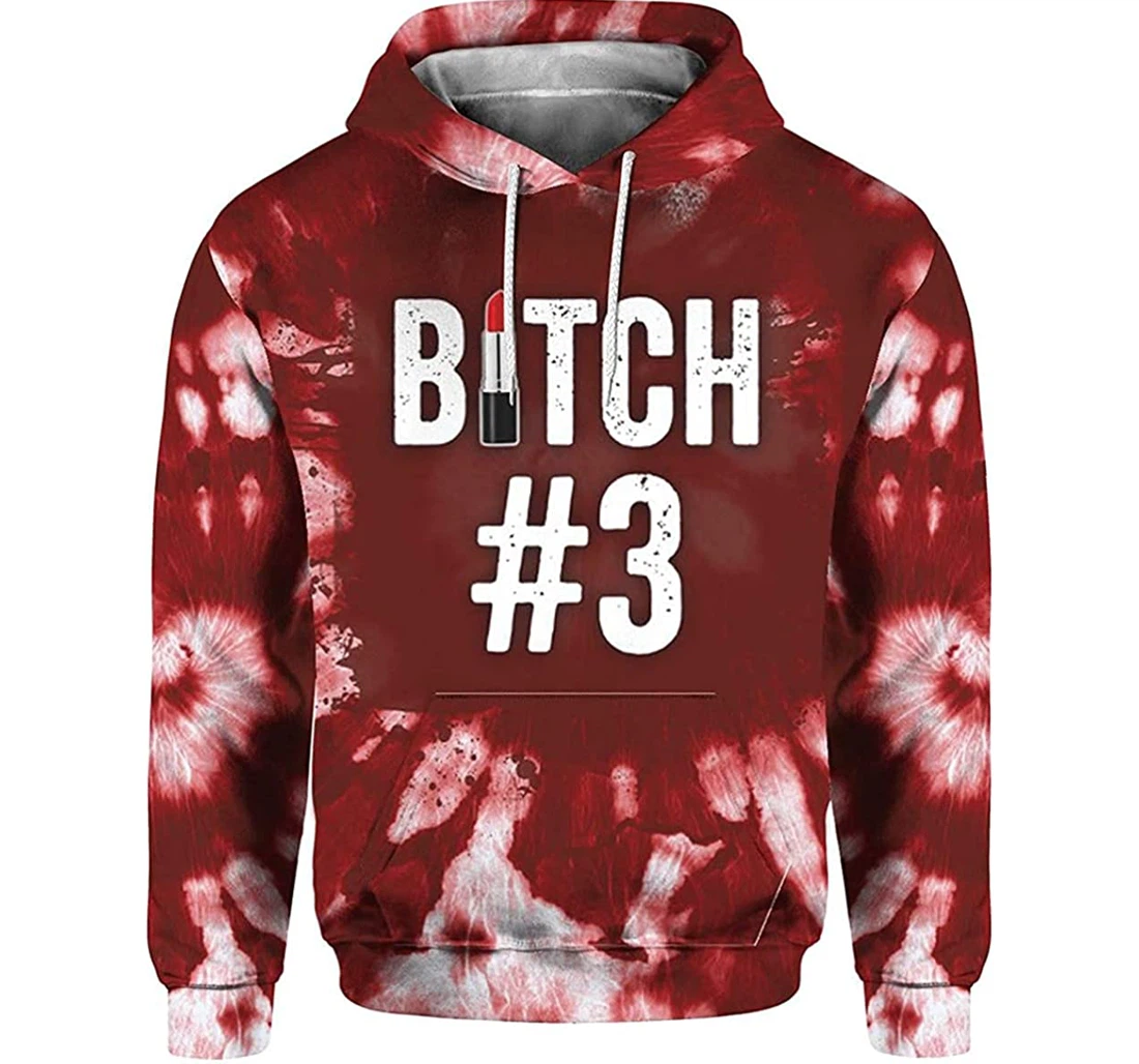 Bitch 3 Red - 3D Printed Pullover Hoodie