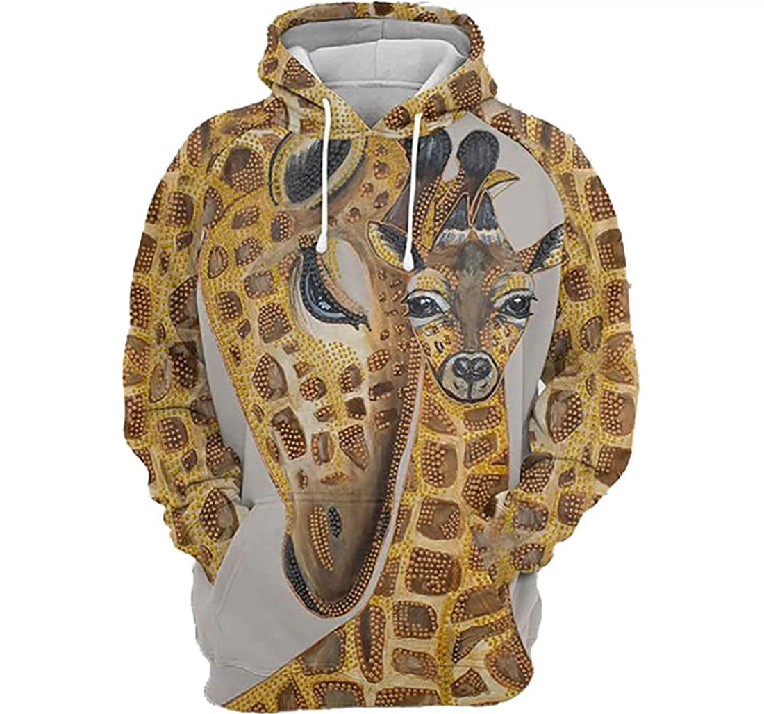 Giraffe Family - 3D Printed Pullover Hoodie