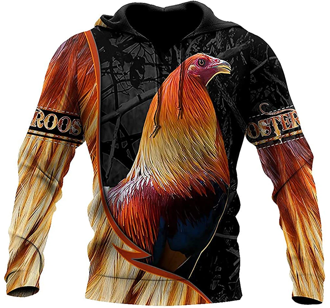 Rooster Chicken Feather Pattern - 3D Printed Pullover Hoodie