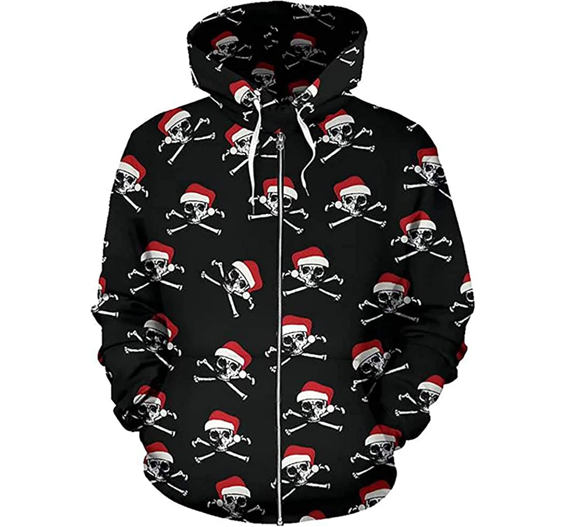 Christmas Skull - 3D Printed Pullover Hoodie