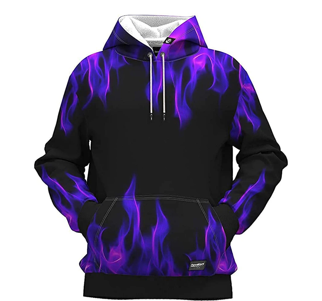 Purple Flame - 3D Printed Pullover Hoodie