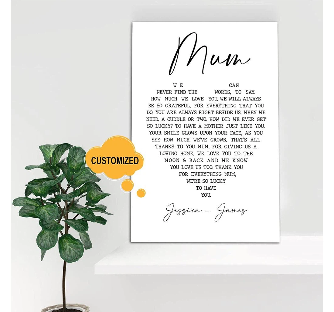 Poster, Canvas - Canvaspersonalized Mum Custom Name Mothers Day Art, Mother And Child Print, A Mum, Custom Mum On Christmas, Bi Print Framed Wall Art