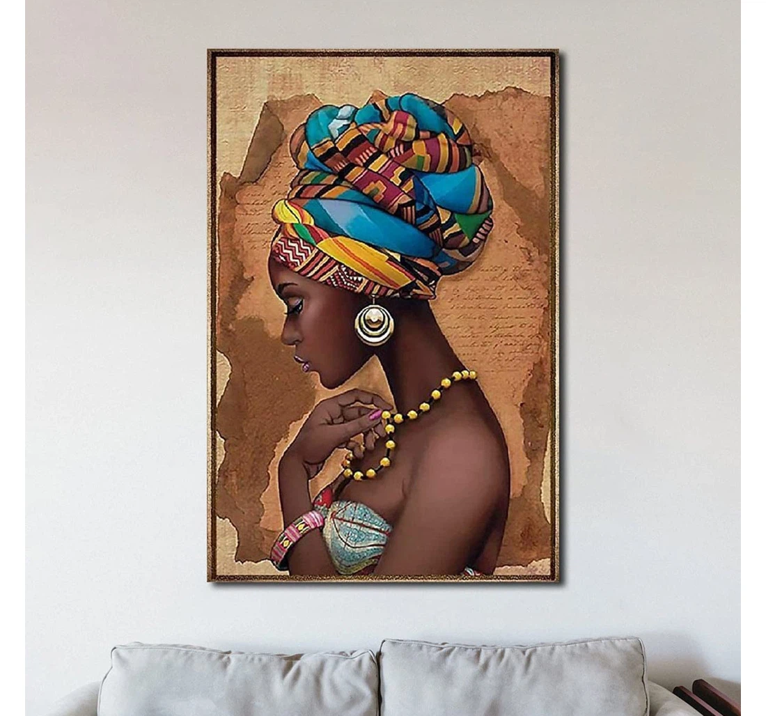 Poster, Canvas - Black Girl African American Culture Afro Her, In The Usa Print Framed Wall Art