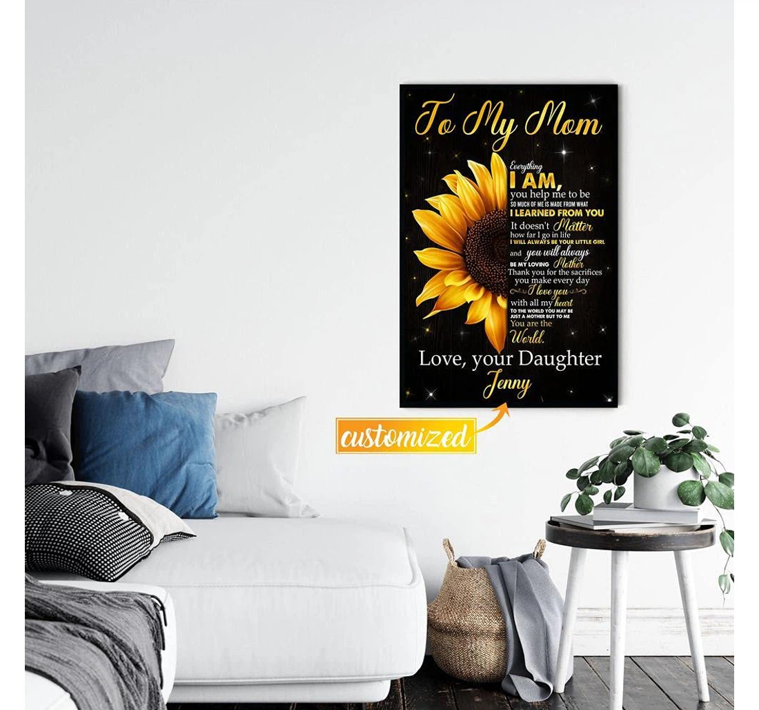 Poster, Canvas - Canvaspersonalized Mother Daughter To My Mom Sunflower Mothers Day Sunflower Mom Art, Mother Daughter On Christmas, Bi Print Framed Wall Art