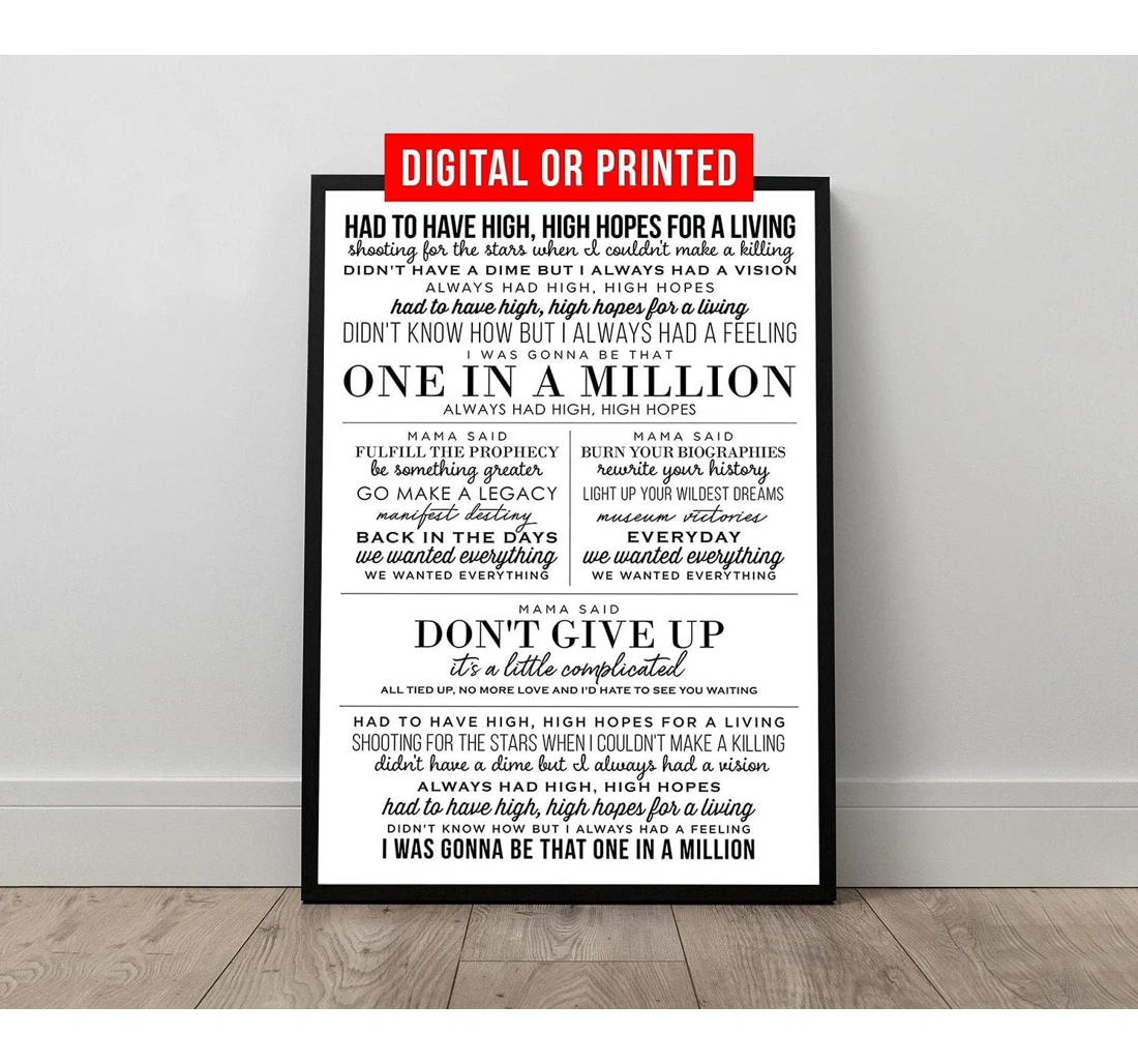 Poster, Canvas - Personalized Custom Name Date Custom Wedding Song Lyrics Sign Print Framed Wall Art