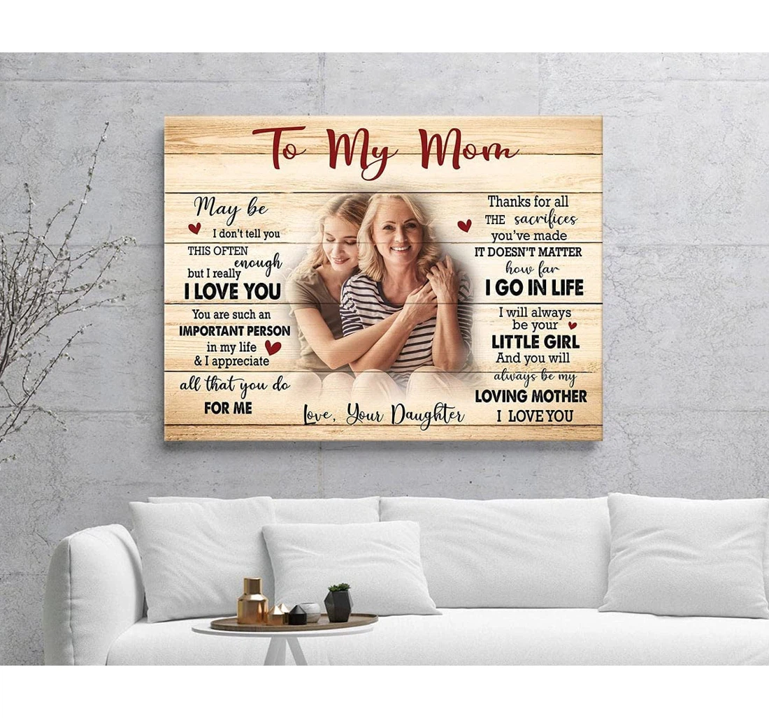 Poster, Canvas - Personalized To My Mom Mother And Daughter Motherhood Mom Birthday Gift Mom Custom Family In The Usa Print Framed Wall Art