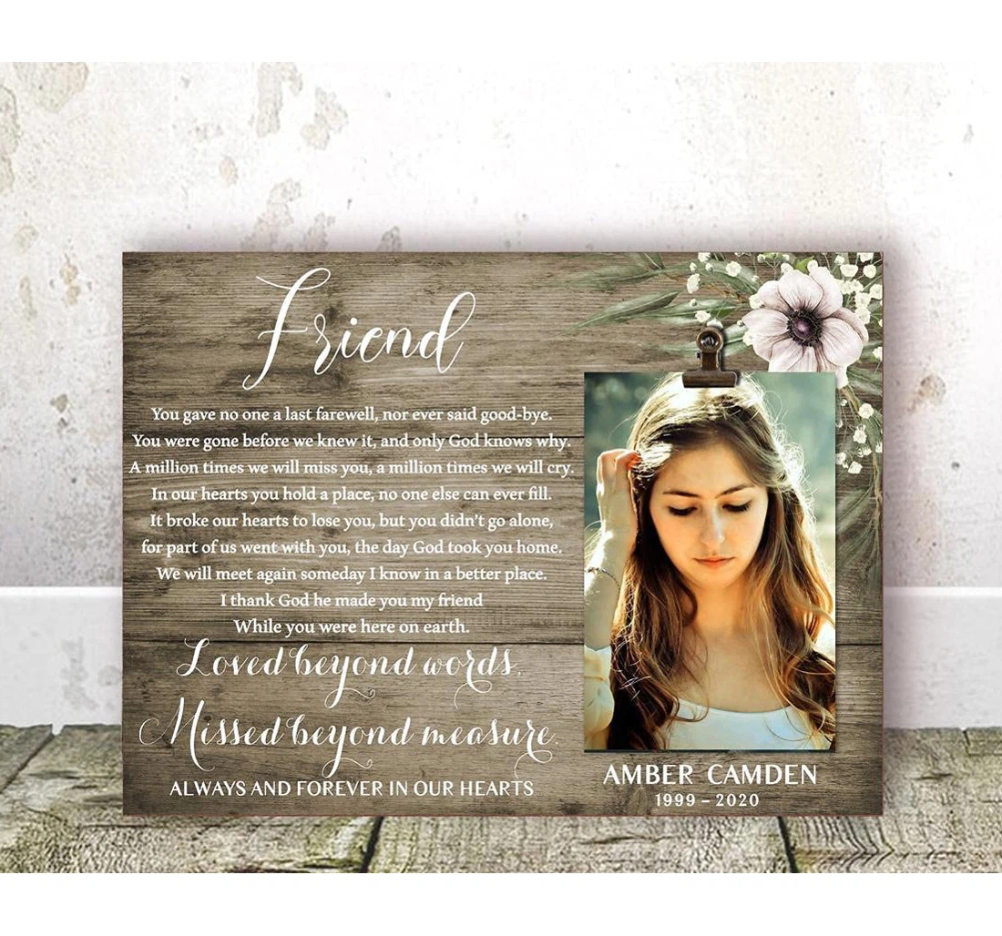 Poster, Canvas - Loss Of Friend Memorial Sympathy Friend Remembrance Friend Memorial Bereavement Condolence Keepsake Grieving Friend On Birt Print Framed Wall Art