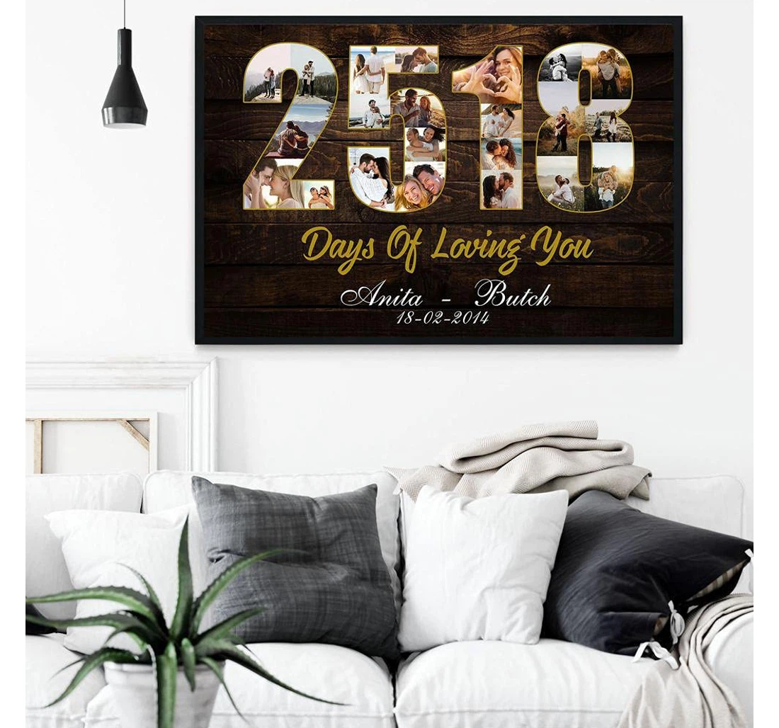 Poster, Canvas - Personalized Couple Art, Days Of Loving Custom Anniversary Couple Art, Valentines Day Gifts Him, Wife Gifts On Bir Print Framed Wall Art