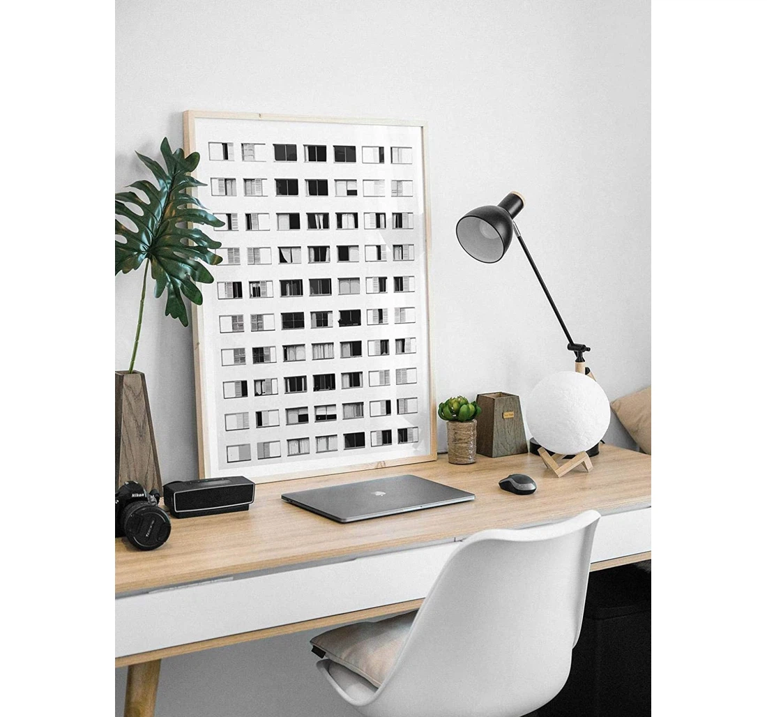 Poster, Canvas - Black And White Art, Minimalist Windows Print, Black And White Road Minimalist Minimal Deco Print Framed Wall Art