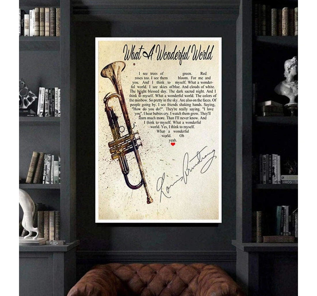 Poster, Canvas - What A Wonderful World, Music, Song Lyrics, Living Stretch Print Framed Wall Art