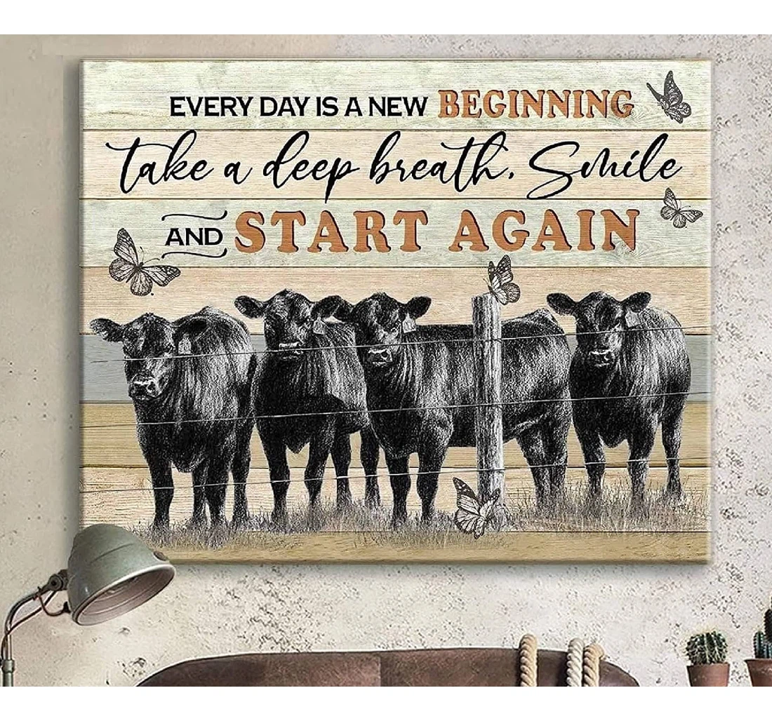 Poster, Canvas - Cow Farming Farmers Start Again Angus Living Print, Print Framed Wall Art