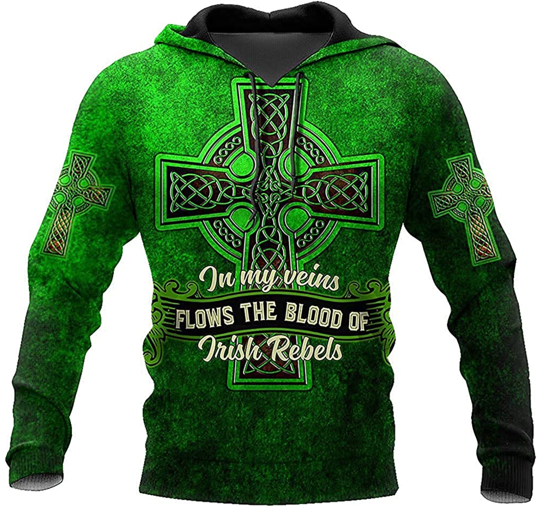 Irish St.patrick Cross Green - 3D Printed Pullover Hoodie