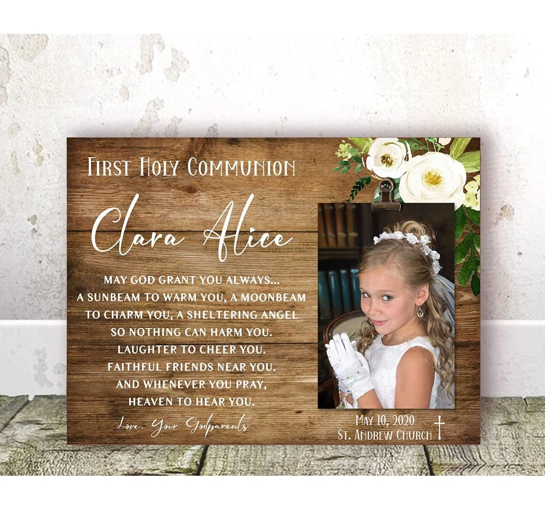 Poster, Canvas - First Communion Girl First Communion Goddaughter First Holy Communion Girl First Communion Girl Communion On Bir Print Framed Wall Art