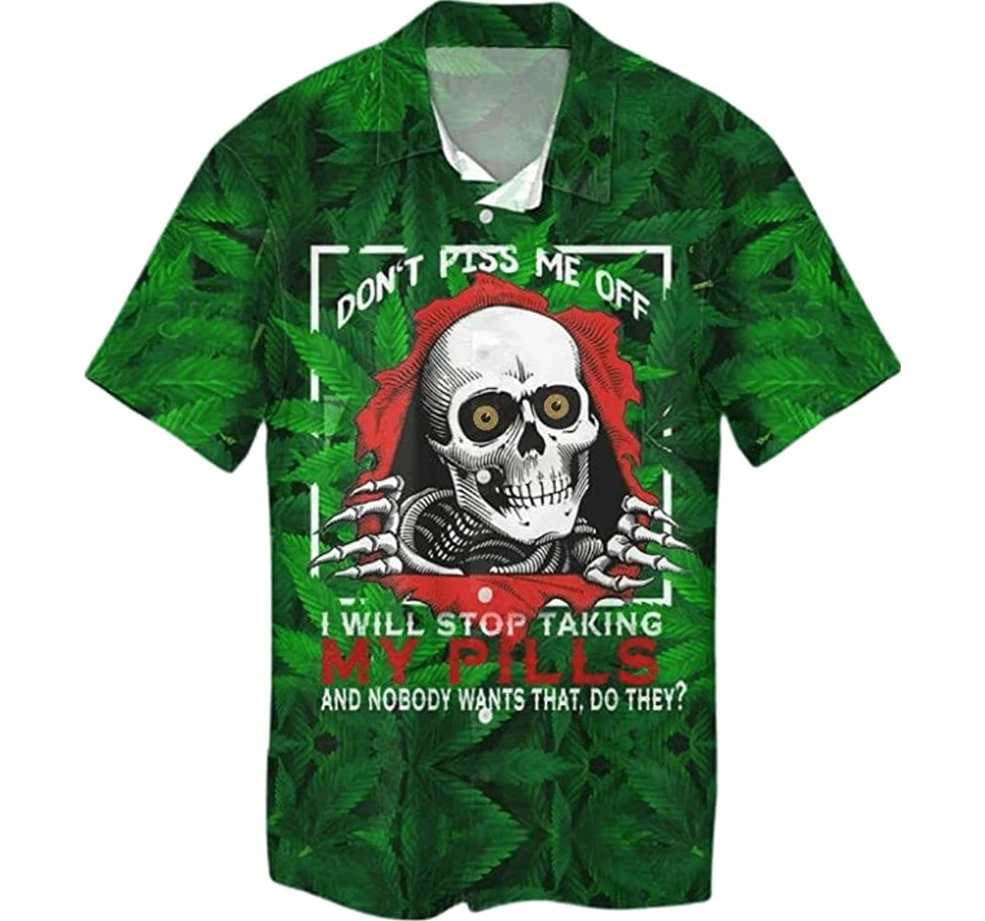 Personalized Skull Don't Piss Me Off Skull Hawaiian Shirt, Button Up Aloha Shirt For Men, Women