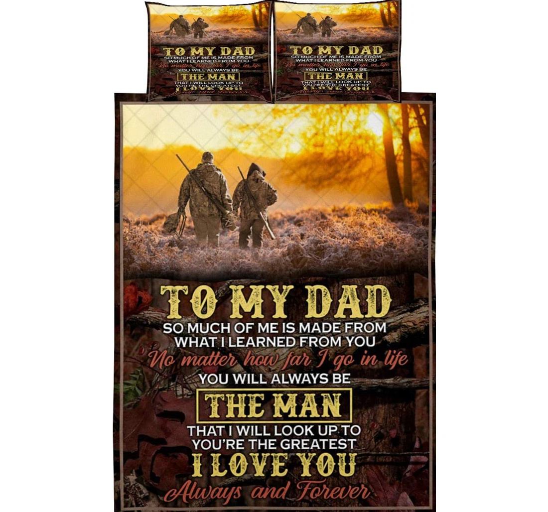 Bedding Set - Gift Dad - Hunting Deer - I Love You Always Cozy Throw Included 1 Ultra Soft Duvet Cover or Quilt and 2 Lightweight Breathe Pillowcases