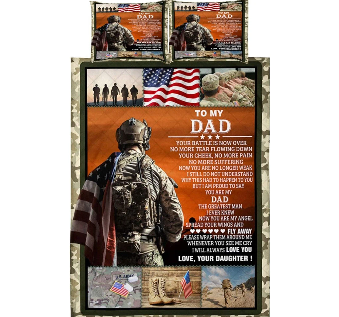 Bedding Set - Gift Your Dad - Veteran - I Love You Warm Included 1 Ultra Soft Duvet Cover or Quilt and 2 Lightweight Breathe Pillowcases