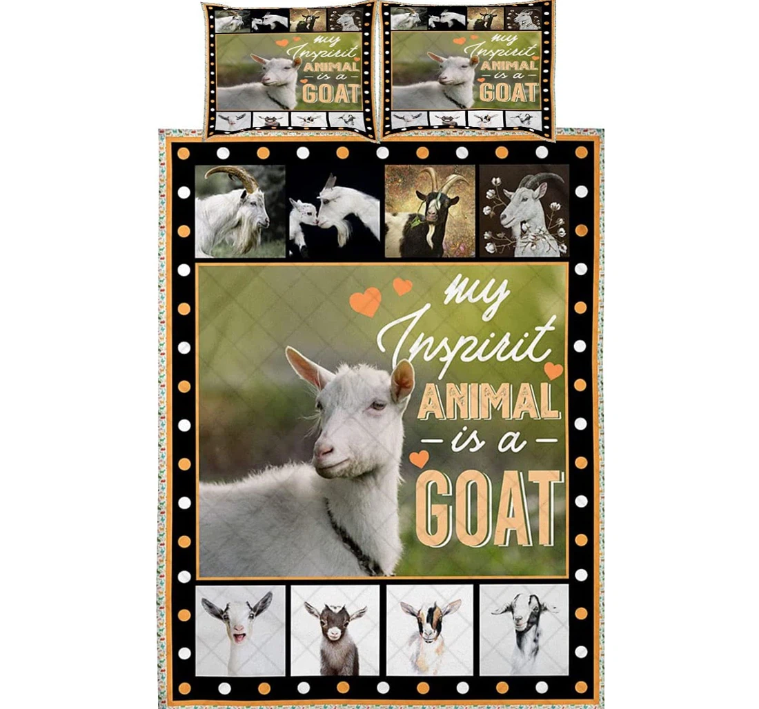 Bedding Set - Goat - My Inspirit Animal Is A Goat Pattern Throw Included 1 Ultra Soft Duvet Cover or Quilt and 2 Lightweight Breathe Pillowcases