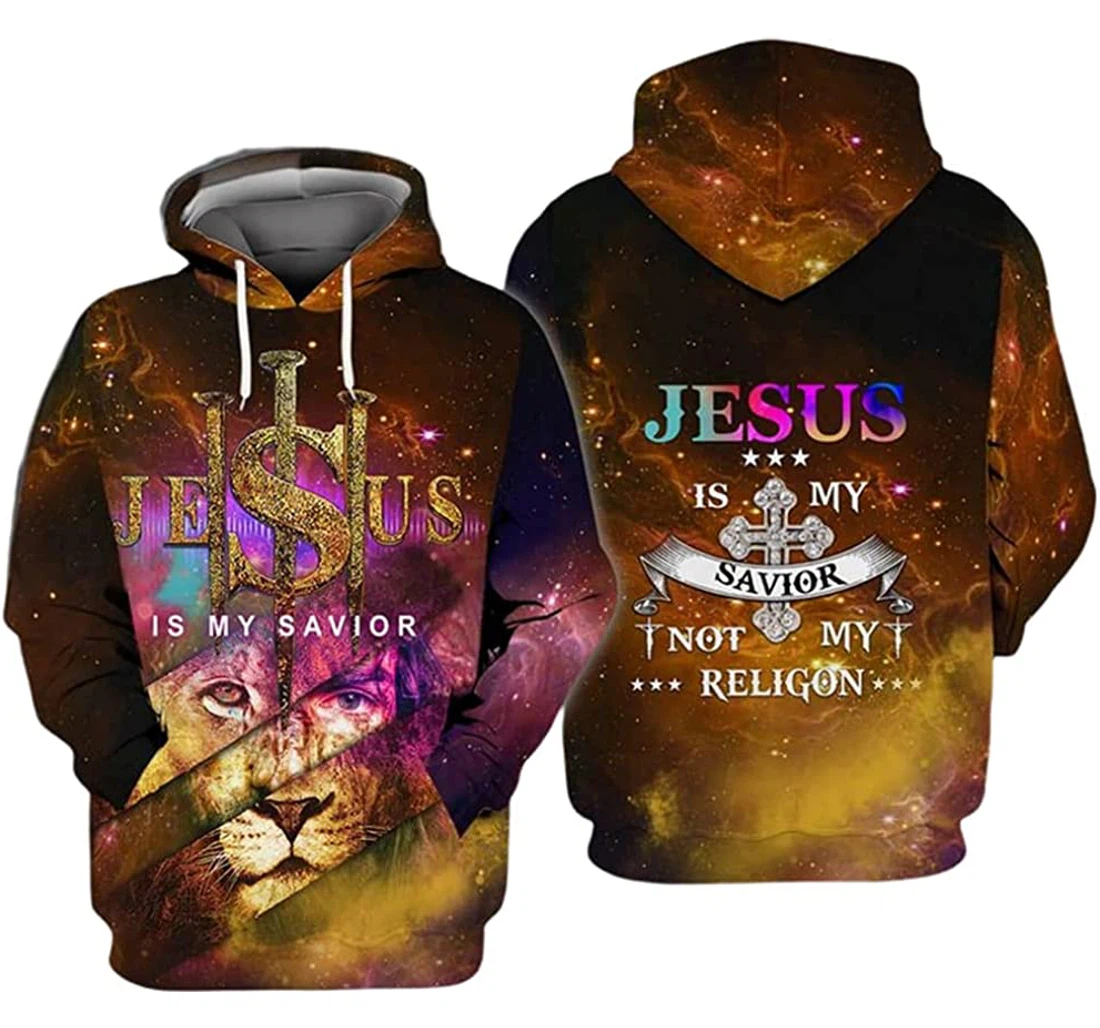 Lion Jesus Is My Savior Not My Religon - 3D Printed Pullover Hoodie