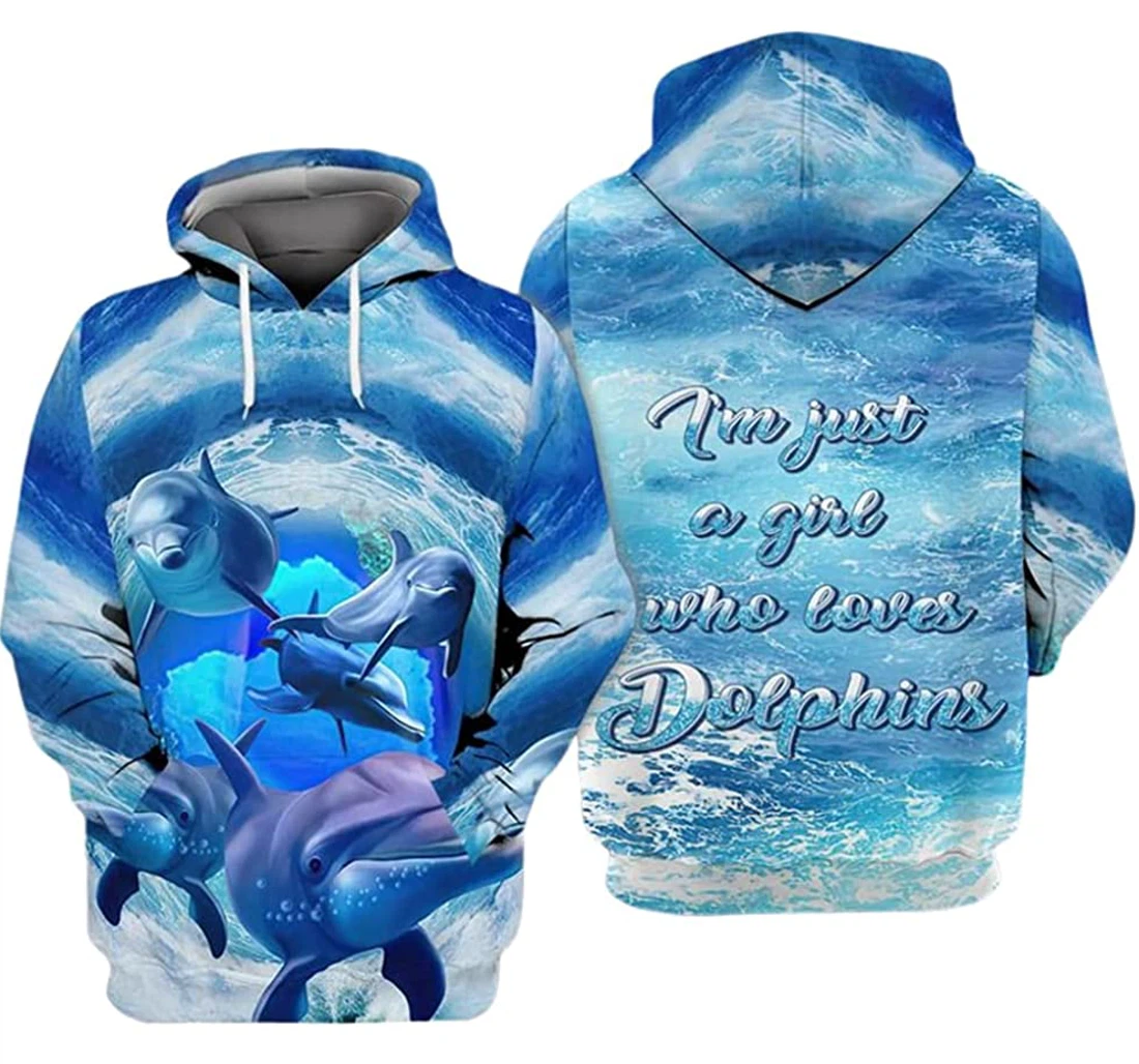 Dolphin Lover Im Just A Girl Who Love Dolphins - 3D Printed Pullover Hoodie