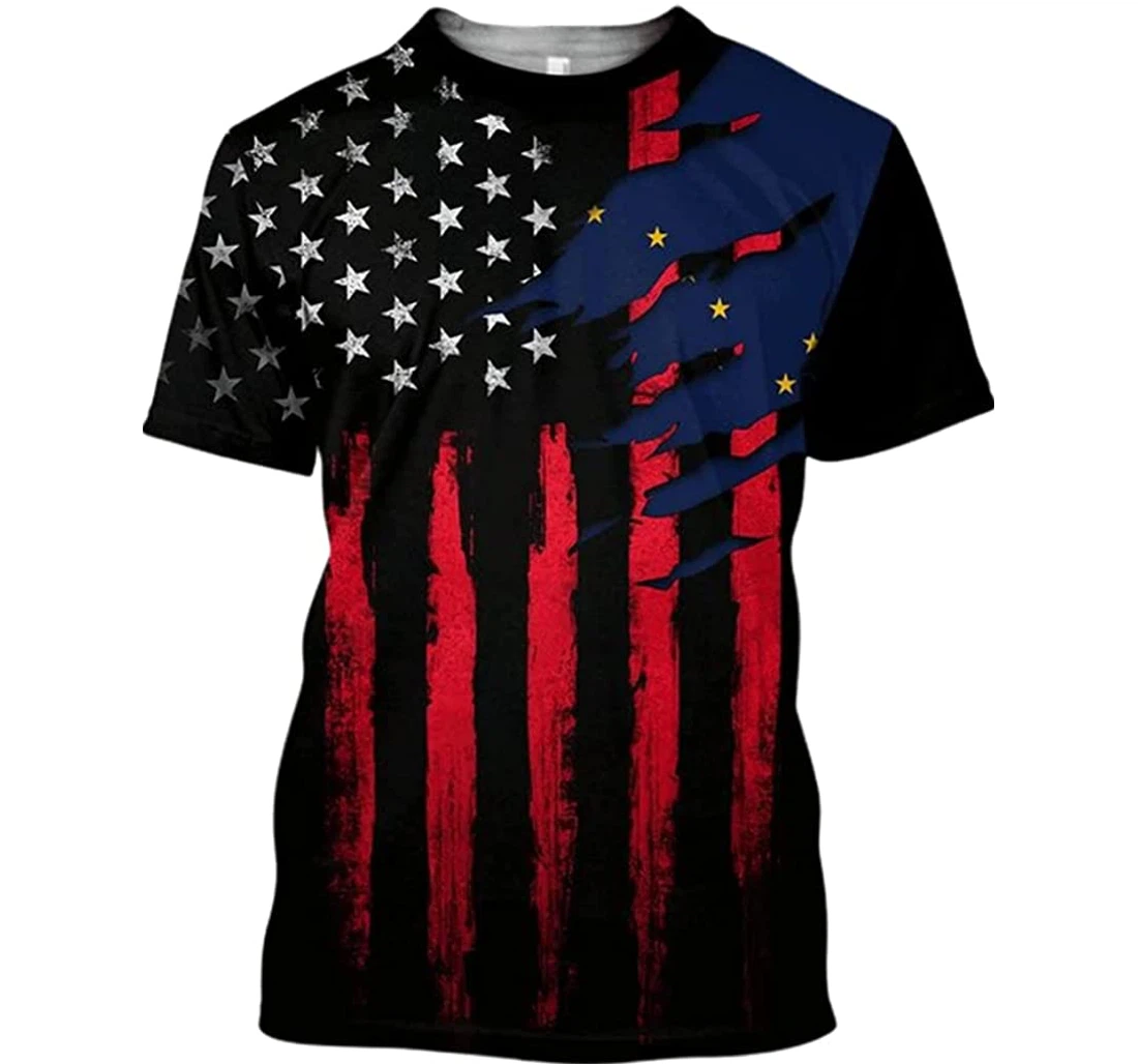 Alaska Flag America Red And Color - 3D Printed T-shirt