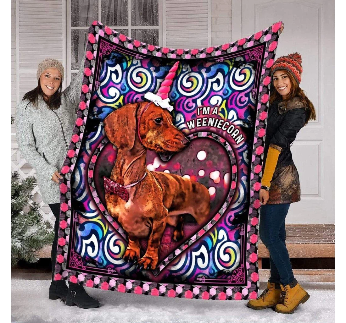 Throw Blanket, Quilt - Dachshund Dachshund Gift Dog Lovers I'm A Weeniecorn Sherpa Fleece