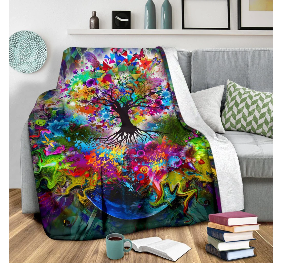 Throw Blanket, Quilt - Tree Of Life Tree Of Life Art Sherpa Fleece