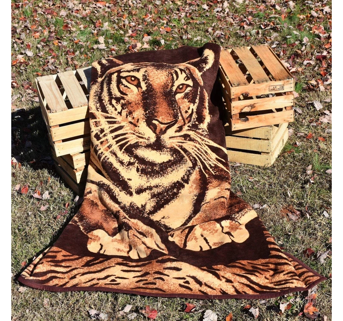 Throw Blanket, Quilt - Tiger Art Tiger Sherpa Fleece