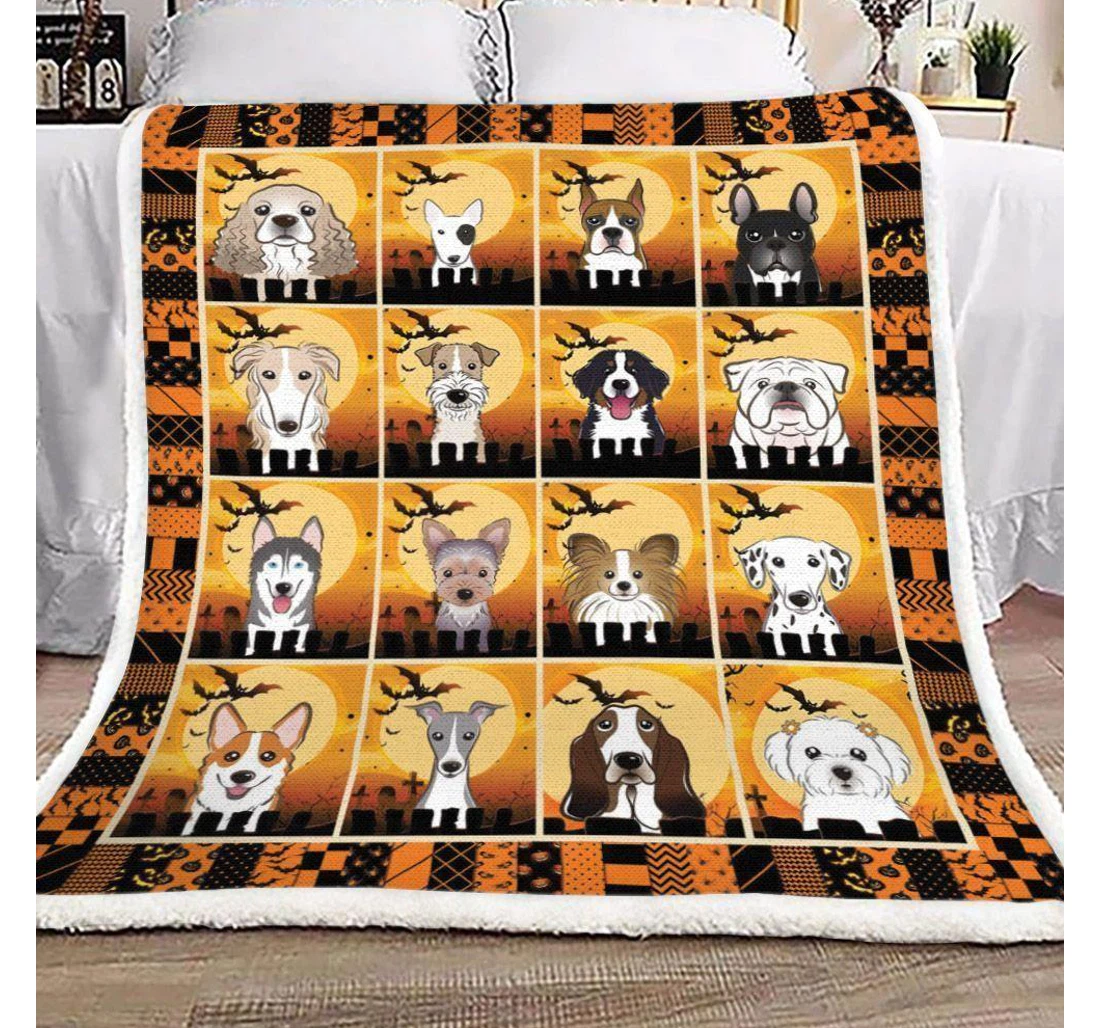 Throw Blanket, Quilt - Halloween My Dogs Happy Halloween Sherpa Fleece