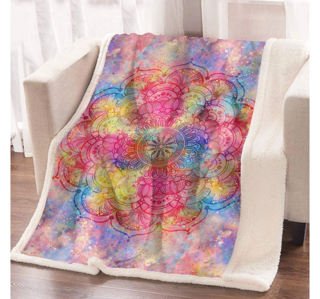 Throw Blanket, Quilt - Abstract Art Abstract Art Colorful Flower Sherpa Fleece