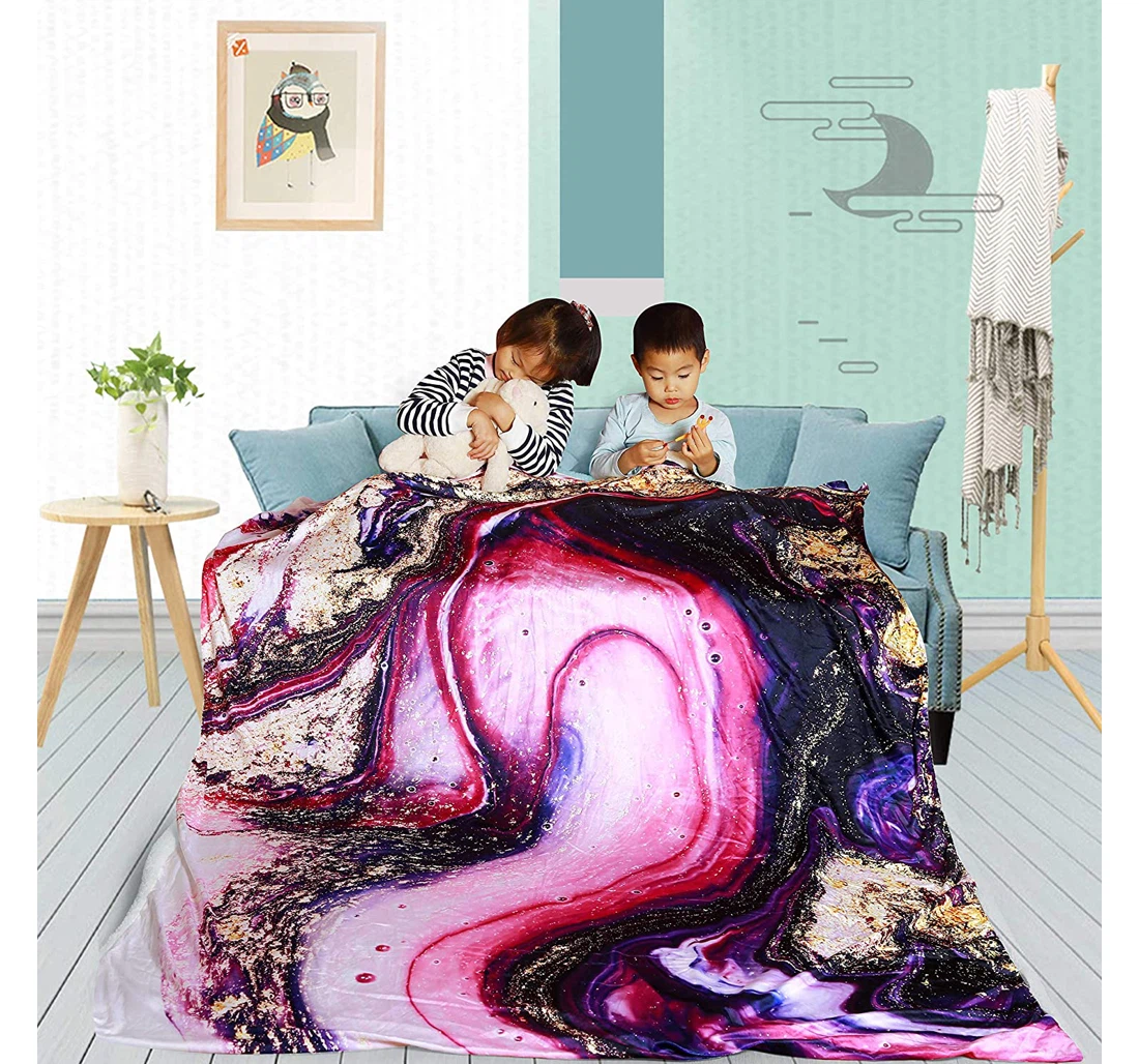 Throw Blanket, Quilt - Galaxy Galaxy Original Art Sherpa Fleece