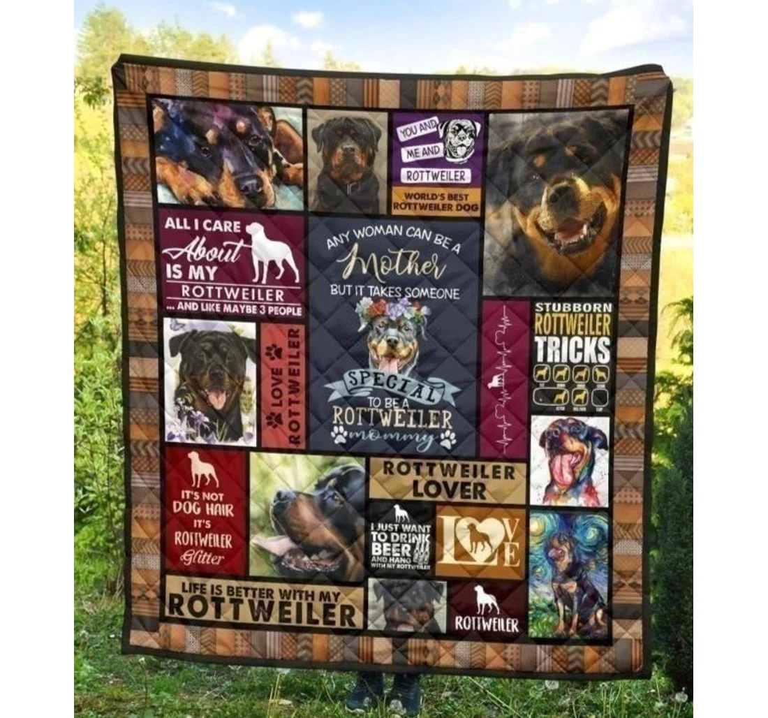 Throw Blanket, Quilt - Rottweiler Rottweiler Mommy Sherpa Fleece