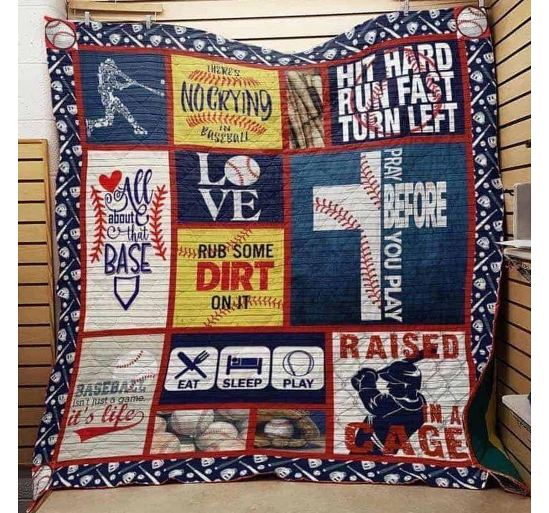 Throw Blanket, Quilt - Baseball All About That Base Sherpa Fleece