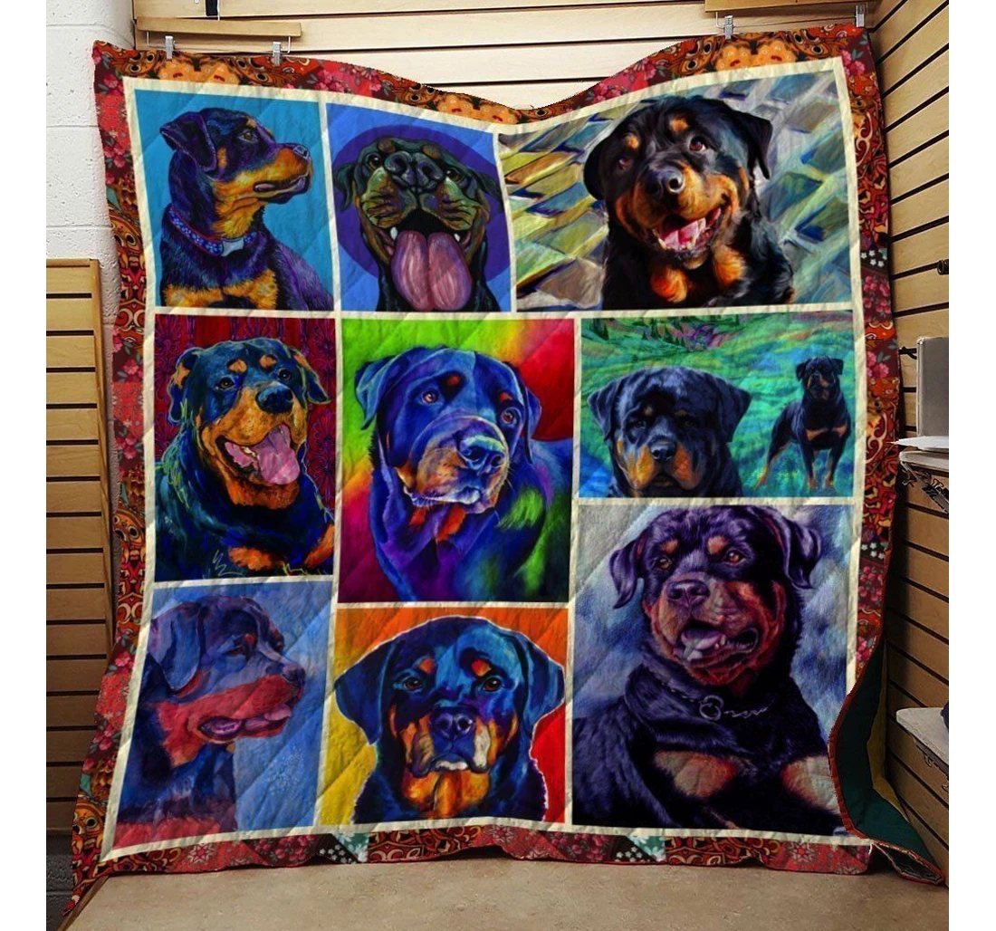 Throw Blanket, Quilt - Rottweiler Rottweiler Lover Sherpa Fleece