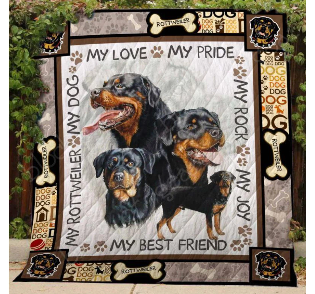 Throw Blanket, Quilt - Rottweiler My Love My Pride Sherpa Fleece