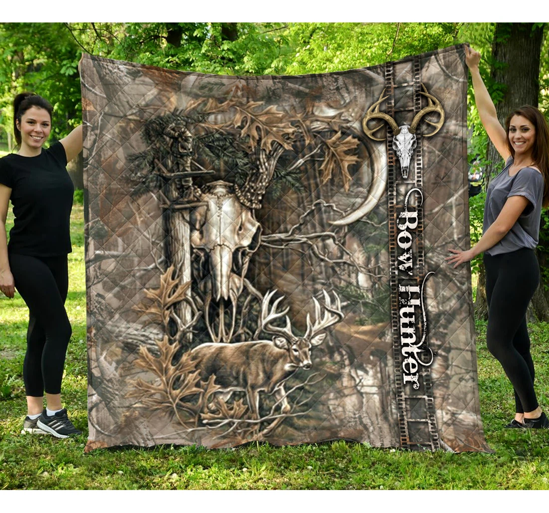 Throw Blanket, Quilt - Hunting Bow Hunter Sherpa Fleece