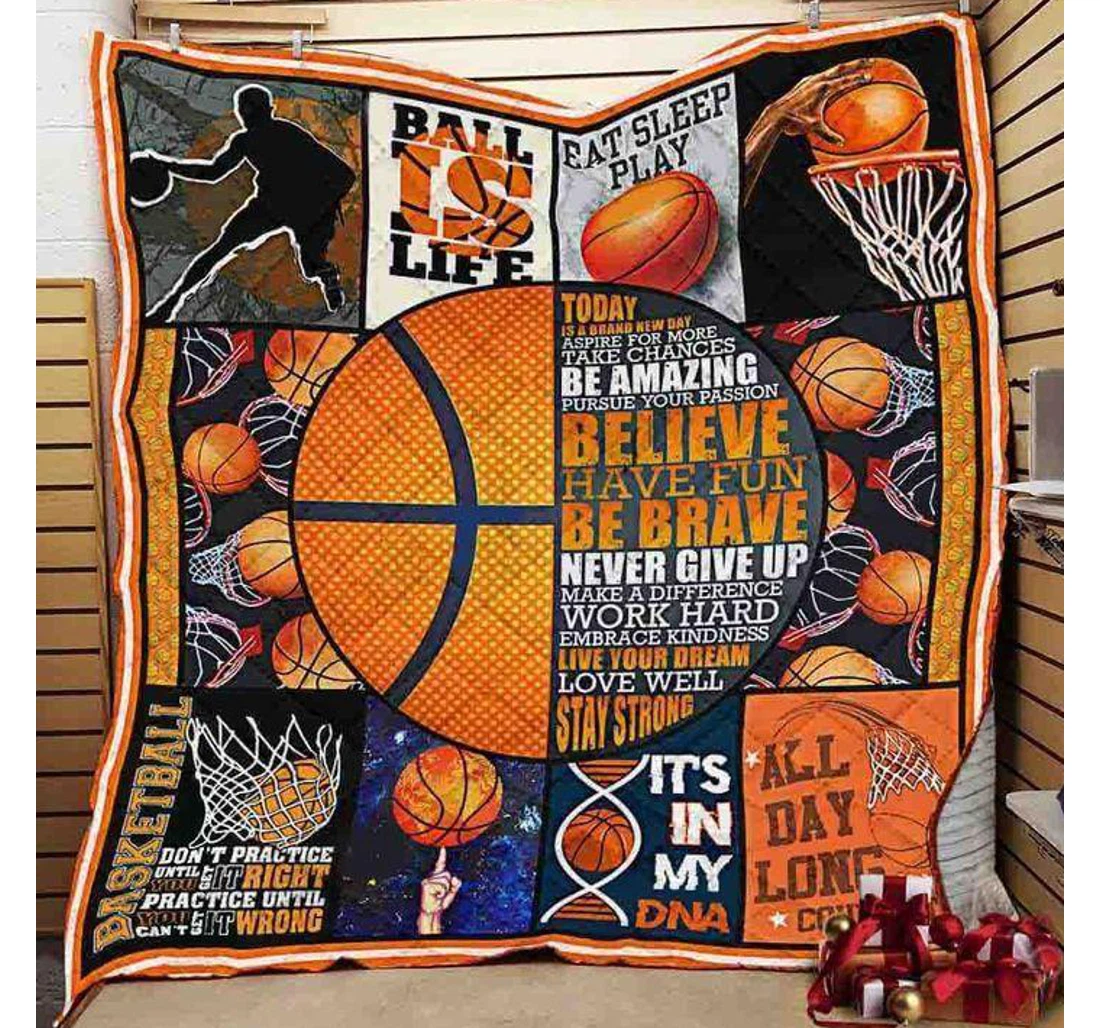 Throw Blanket, Quilt - Basketball Ball Is Life Sherpa Fleece