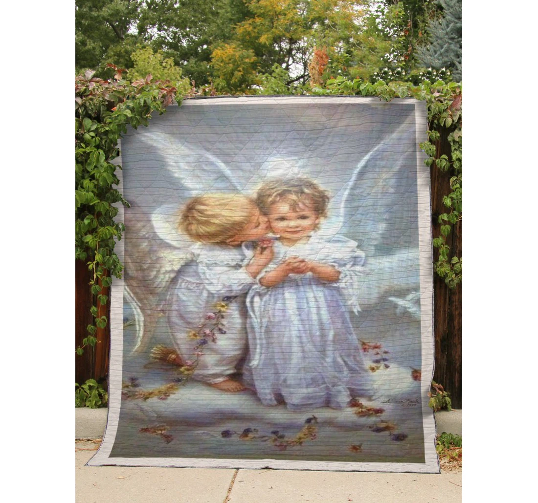 Throw Blanket, Quilt - Lbn - Angel Baby Couple Sherpa Fleece