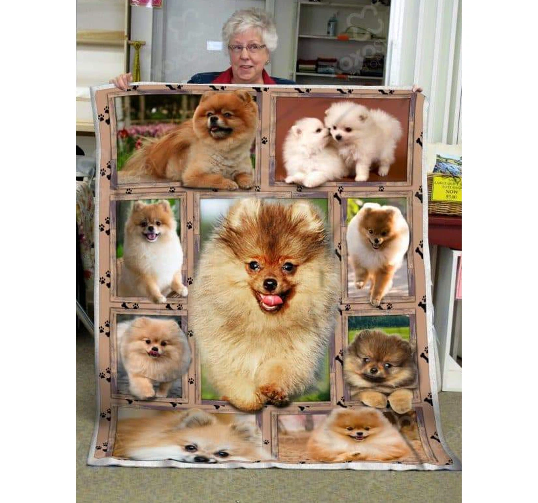 Throw Blanket, Quilt - Pomeranian Young Blood Sherpa Fleece