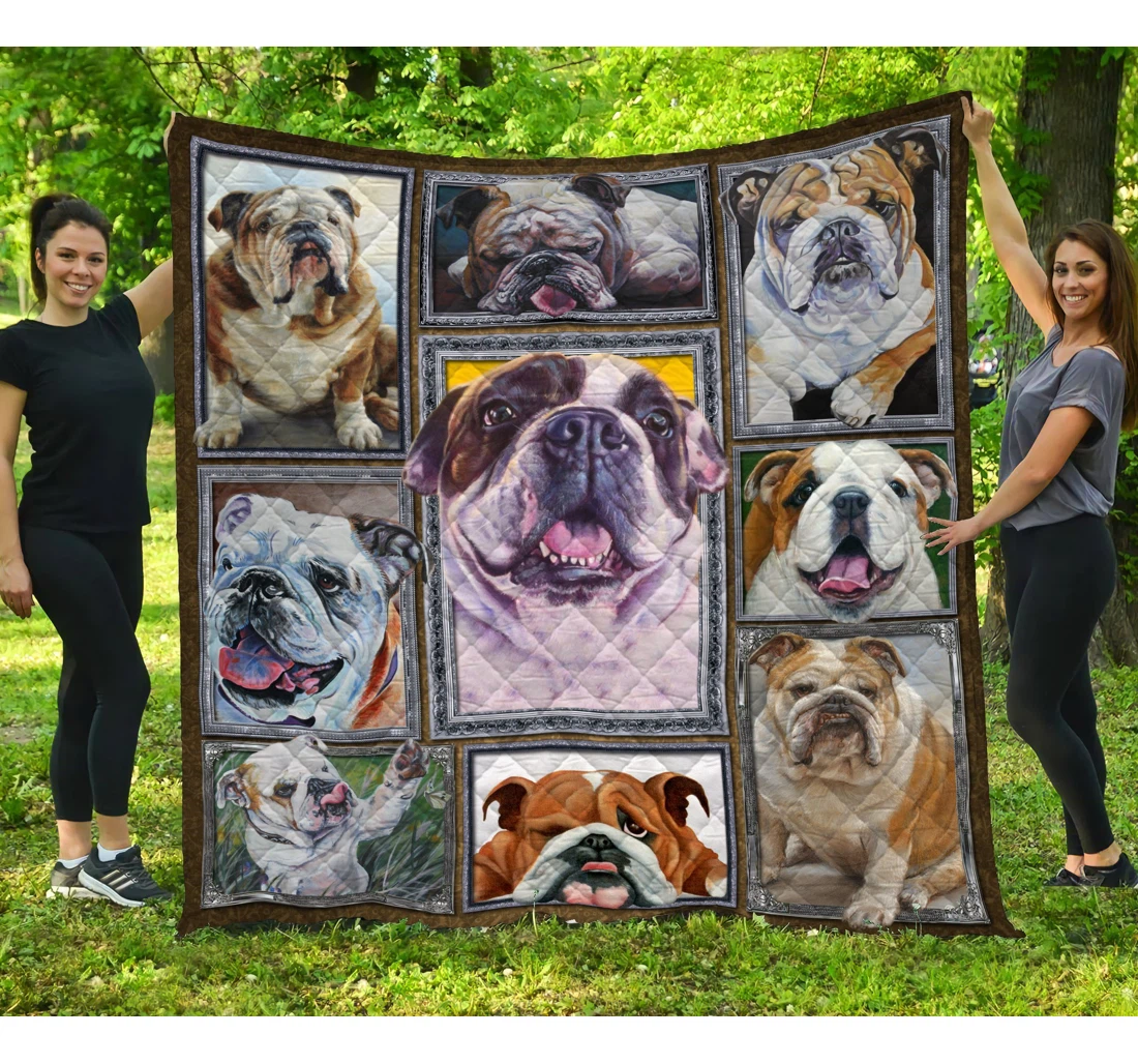 Throw Blanket, Quilt - Bulldog -emotion Of Bulldogs Sherpa Fleece