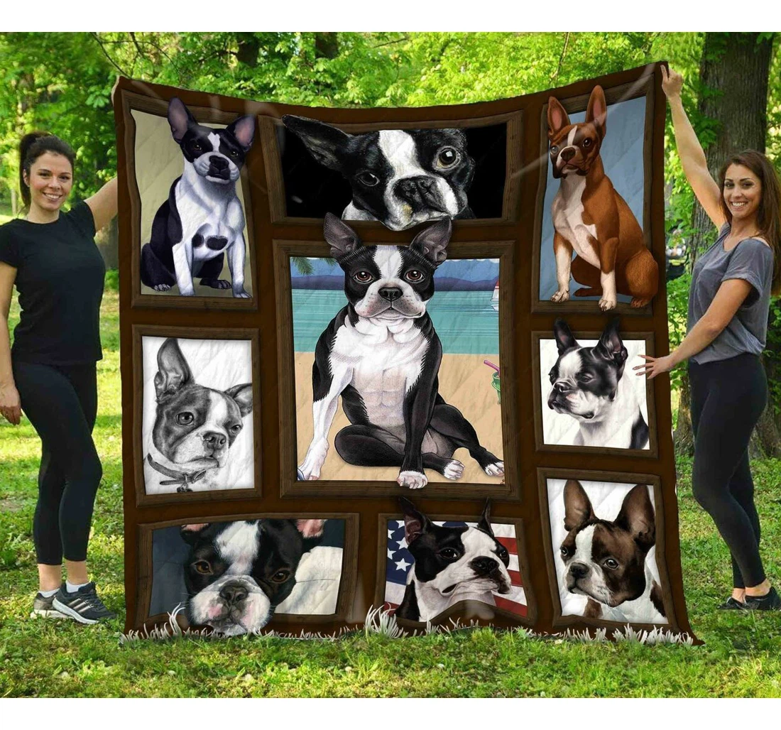 Throw Blanket, Quilt - Boston Terrier Boston Terrier Lazy Baby Sherpa Fleece