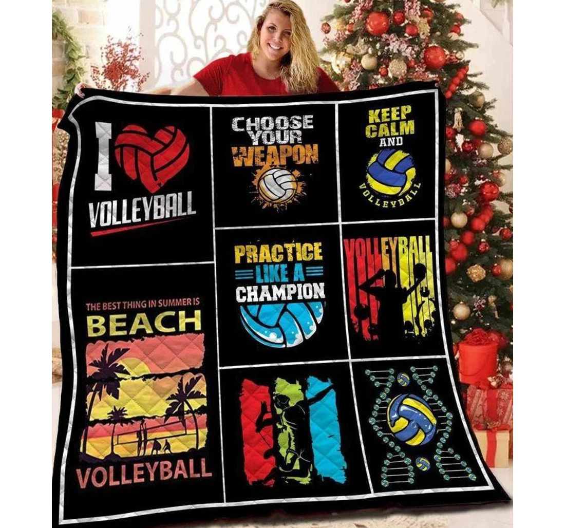 Throw Blanket, Quilt - Volleyball Practice Like A Champion Sherpa Fleece