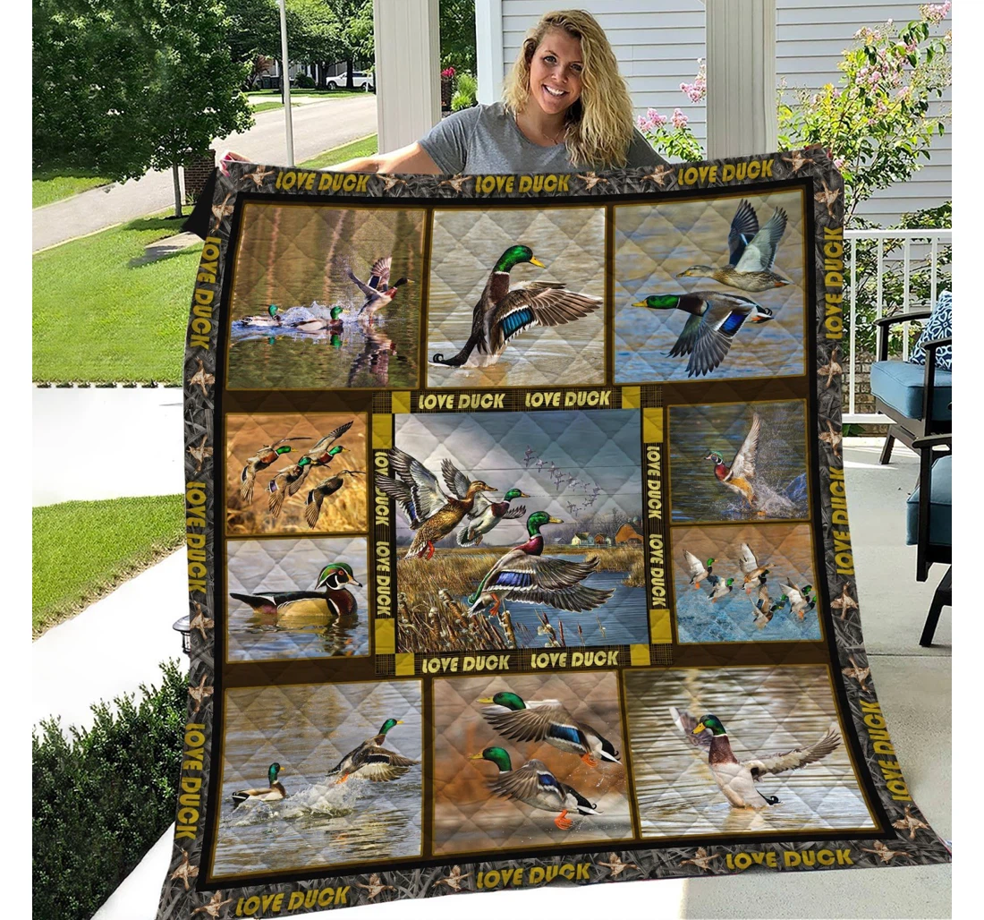 Throw Blanket, Quilt - Hunting Love Duck Hunting Sherpa Fleece