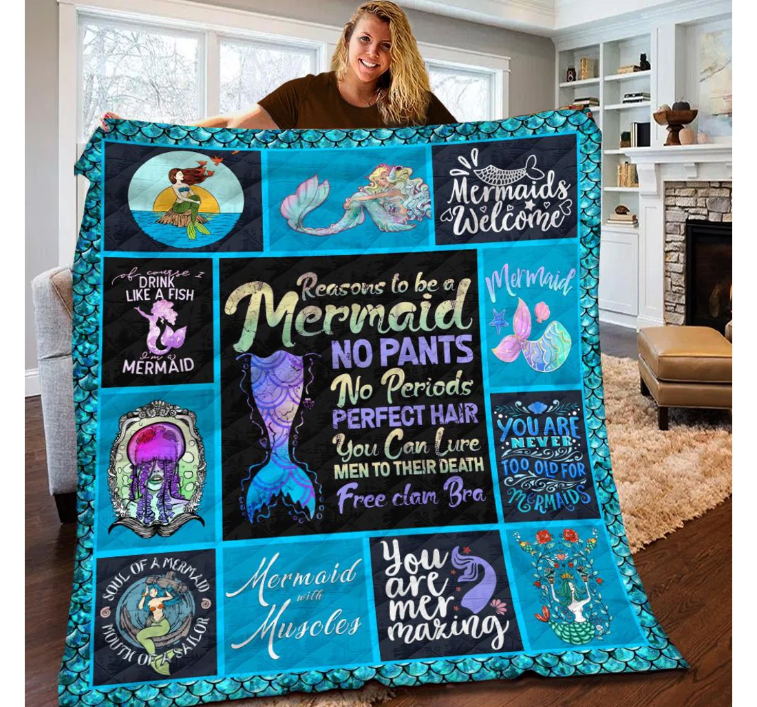 Throw Blanket, Quilt - Mermaid Reasons To Be A Mermaid Sherpa Fleece