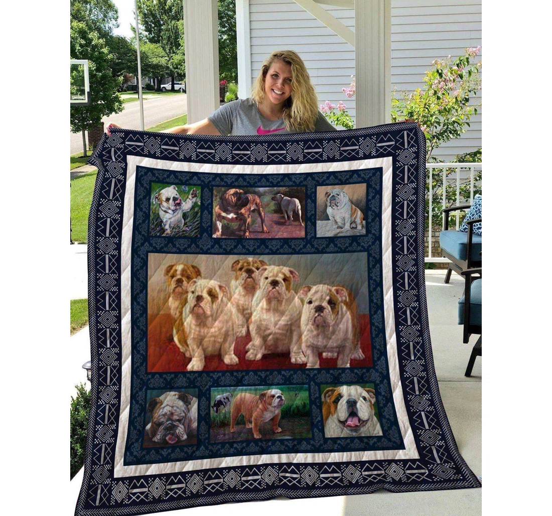 Throw Blanket, Quilt - Bulldog White Bulldog Lovely Sherpa Fleece