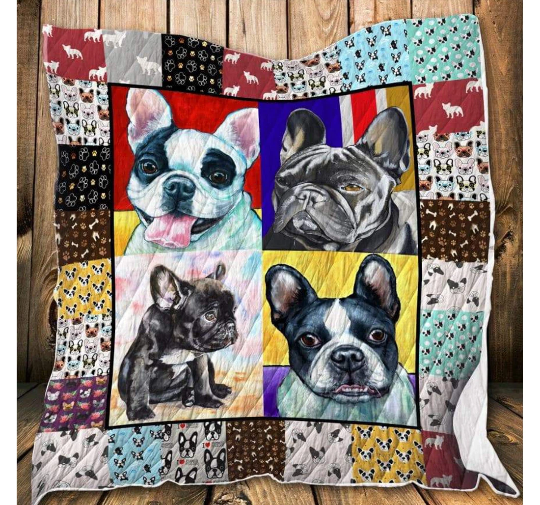 Throw Blanket, Quilt - French Bulldog Meet My Friends Sherpa Fleece